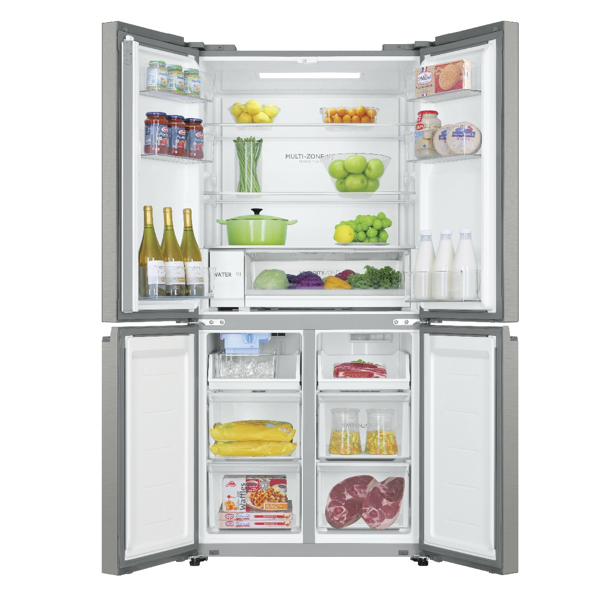 Haier 507L Quad Door Refrigerator Freezer Stainless Steel R4K