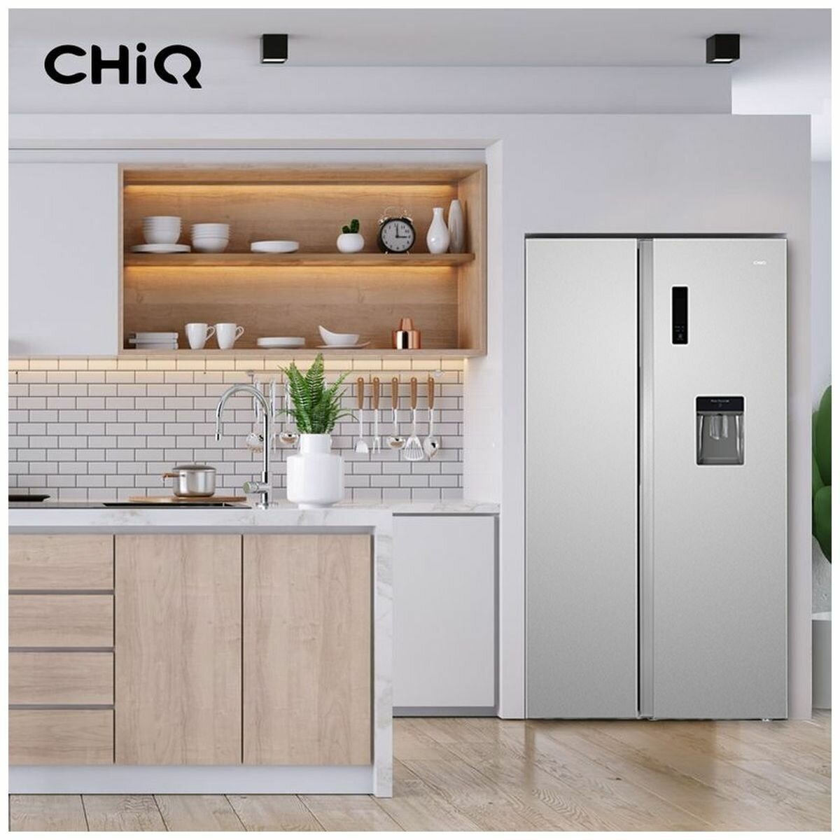 Chiq 559L Side by Side Freestanding Fridge Silver R4K Better Than