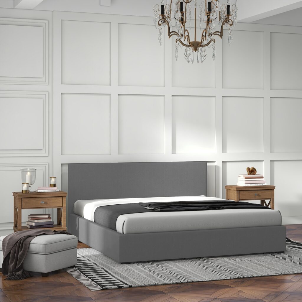 gray milano gas lift storage double bed