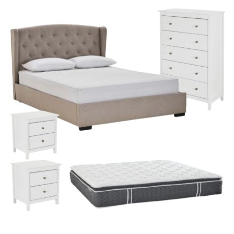 tiffany king bedroom package with tallboy & deluxe king mattress
