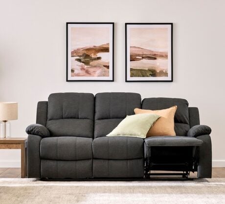 vancouver 3 seater recliner sofa charcoal