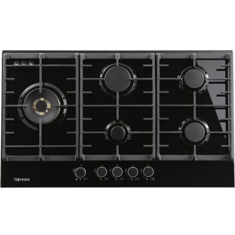 technika 90cm black glass gas cooktop